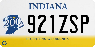 IN license plate 921ZSP