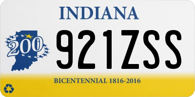 IN license plate 921ZSS