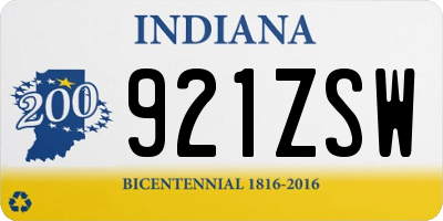 IN license plate 921ZSW