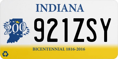 IN license plate 921ZSY
