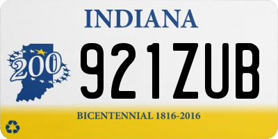 IN license plate 921ZUB