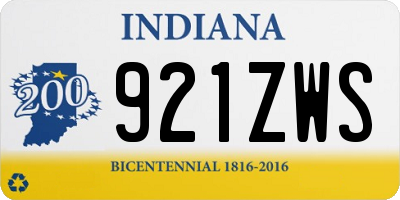 IN license plate 921ZWS