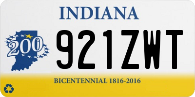 IN license plate 921ZWT
