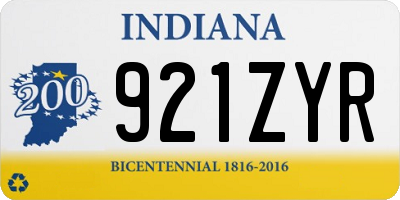 IN license plate 921ZYR