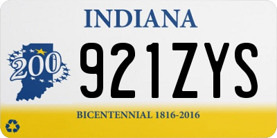 IN license plate 921ZYS