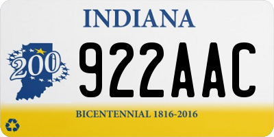 IN license plate 922AAC
