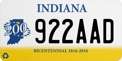 IN license plate 922AAD