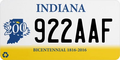 IN license plate 922AAF