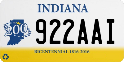 IN license plate 922AAI
