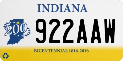 IN license plate 922AAW