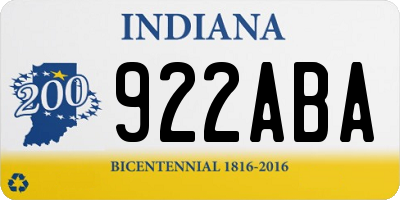 IN license plate 922ABA