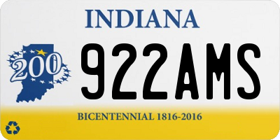 IN license plate 922AMS
