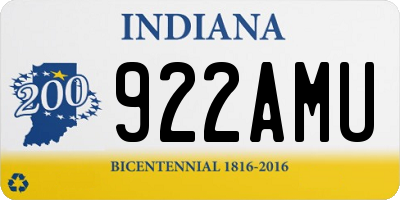 IN license plate 922AMU