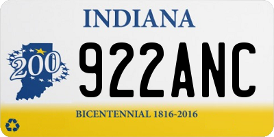 IN license plate 922ANC