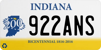 IN license plate 922ANS