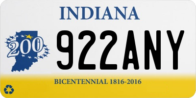 IN license plate 922ANY