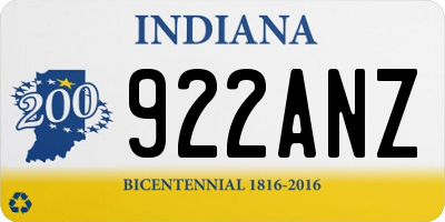 IN license plate 922ANZ