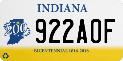 IN license plate 922AOF