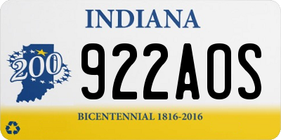 IN license plate 922AOS
