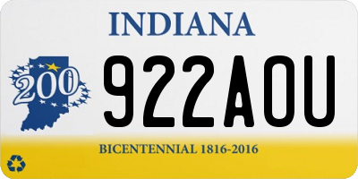 IN license plate 922AOU