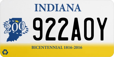 IN license plate 922AOY