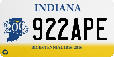 IN license plate 922APE