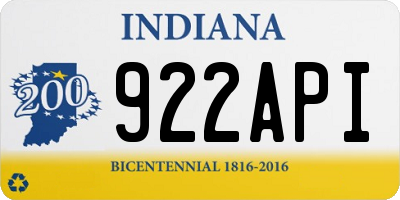 IN license plate 922API