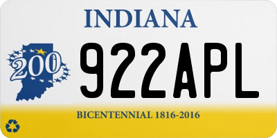 IN license plate 922APL