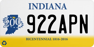 IN license plate 922APN