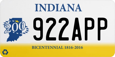 IN license plate 922APP