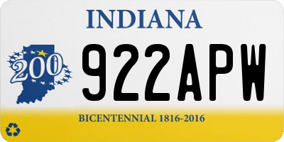 IN license plate 922APW