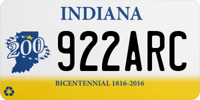 IN license plate 922ARC