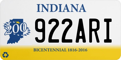 IN license plate 922ARI
