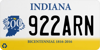 IN license plate 922ARN