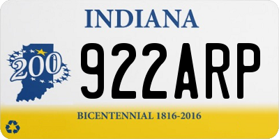 IN license plate 922ARP