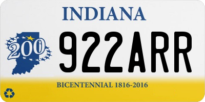 IN license plate 922ARR