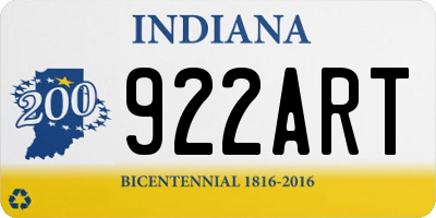 IN license plate 922ART