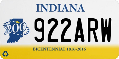 IN license plate 922ARW