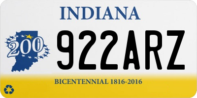 IN license plate 922ARZ