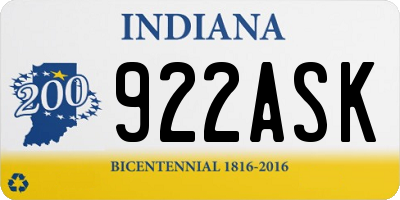 IN license plate 922ASK
