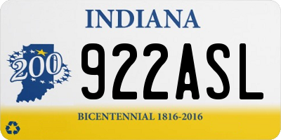 IN license plate 922ASL