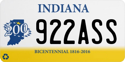 IN license plate 922ASS