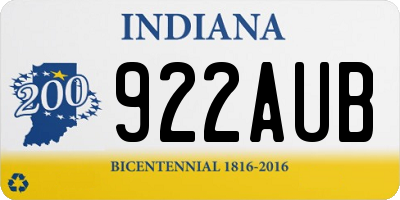 IN license plate 922AUB