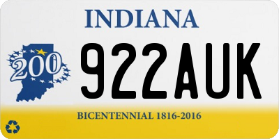 IN license plate 922AUK