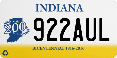 IN license plate 922AUL