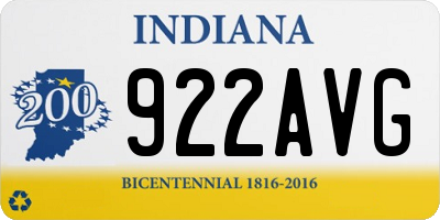 IN license plate 922AVG