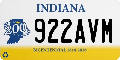IN license plate 922AVM