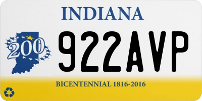 IN license plate 922AVP