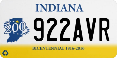 IN license plate 922AVR