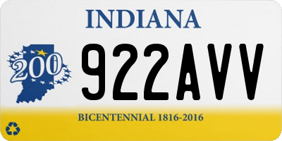 IN license plate 922AVV